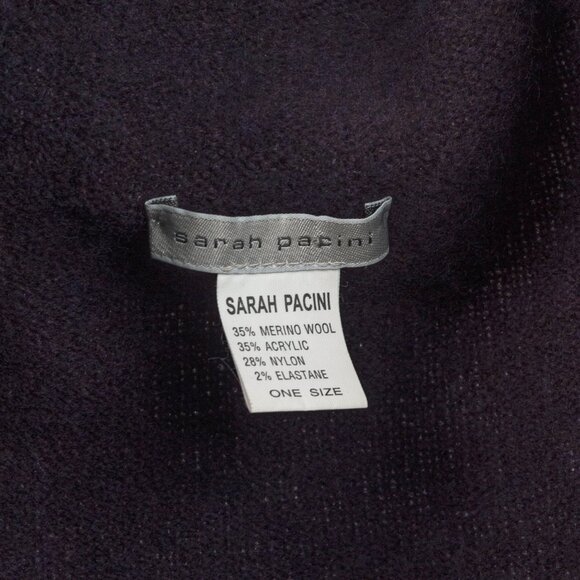 Sarah Pacini Purple Wool-Blend Knit Cowl-Neck Cropped Sweater - Picture 7 of 9